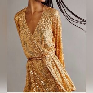 Free People Gold Sequins Romper